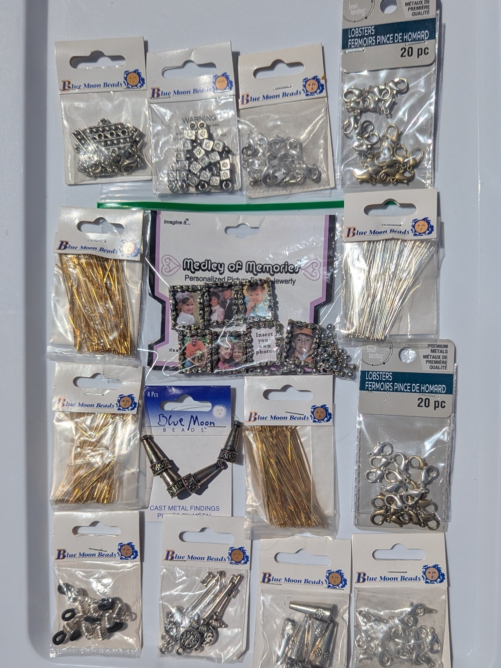 Mixed Jewelry Findings Kit - Gold & Silver Plated Beads & Findings 15 Packages